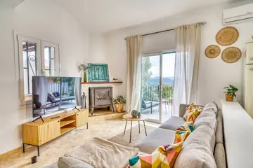 Living room with wood-burning stove